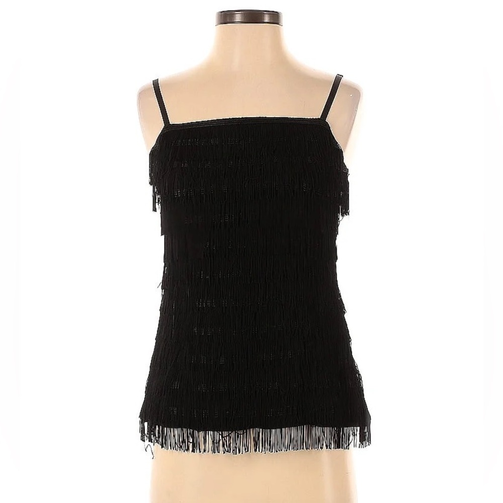Trina Turk Fringe Black silk camisole Sz 2